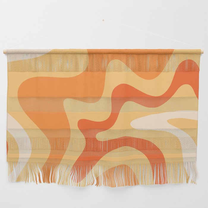 Retro Liquid Swirl Abstract Pattern Square in Tangerine Orange Yellow Tones Wall Hanging Gallery Image 1