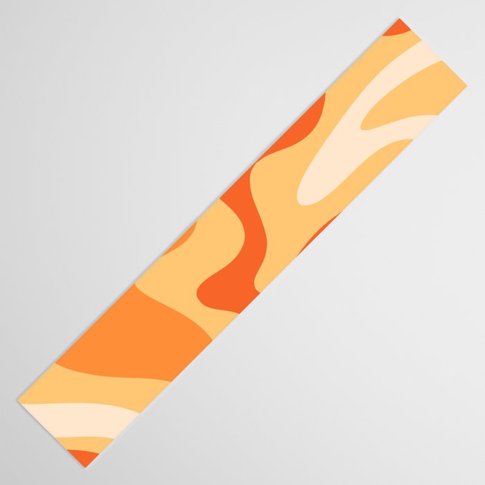 Retro Liquid Swirl Abstract Pattern Square in Tangerine Orange Yellow Tones Table Runner Gallery Image 3
