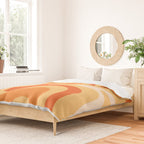 Retro Liquid Swirl Abstract Pattern Square in Tangerine Orange Yellow Tones Duvet Cover Gallery Image 2