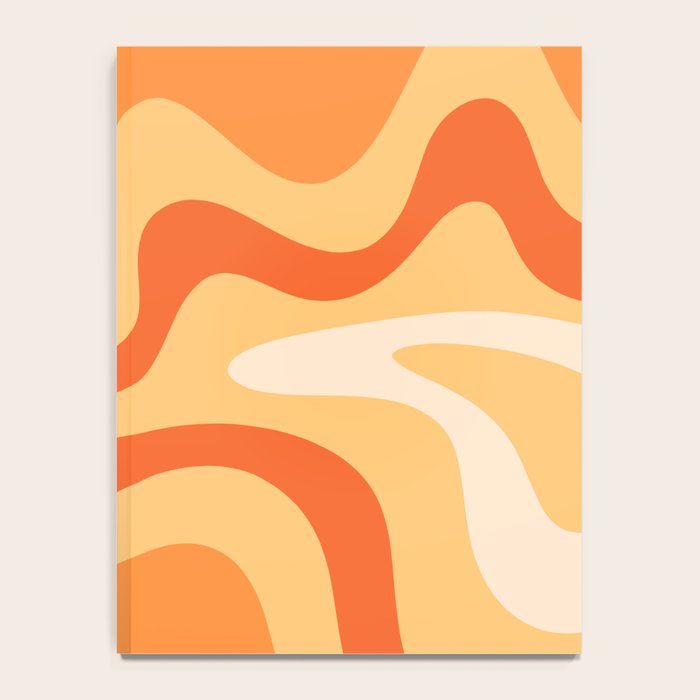 Retro Liquid Swirl Abstract Pattern Square in Tangerine Orange Yellow Tones Notebook Gallery Image 4