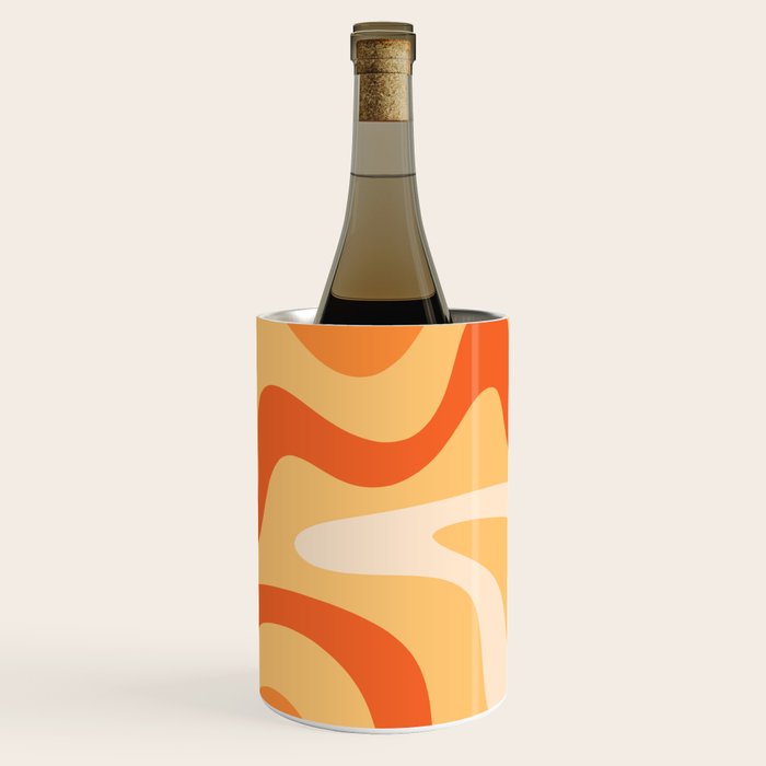 Retro Liquid Swirl Abstract Pattern Square in Tangerine Orange Yellow Tones Wine Chiller Gallery Image 3