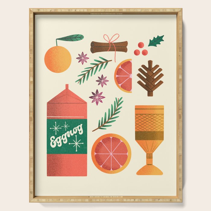 Egg Nog and Holiday Aromatic Foods Still Life Serving Tray Gallery Image 1