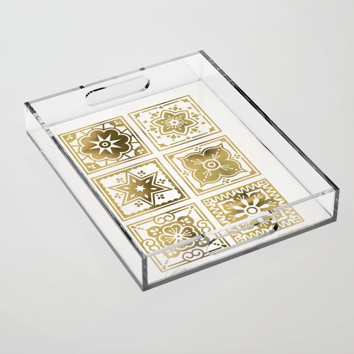 Talavera Mexican Tile - Gold Palette Acrylic Tray Gallery Image 1