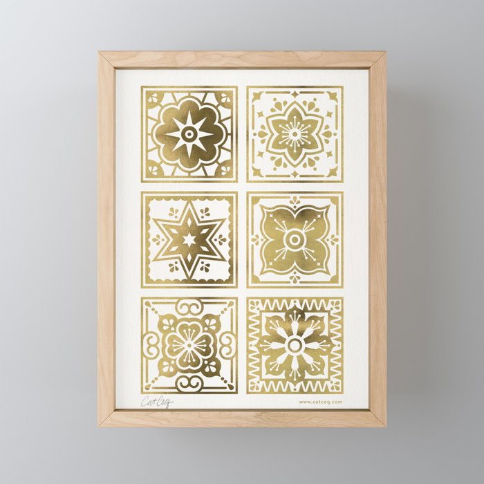 Talavera Mexican Tile - Gold Palette Mini Art Print Gallery Image 1