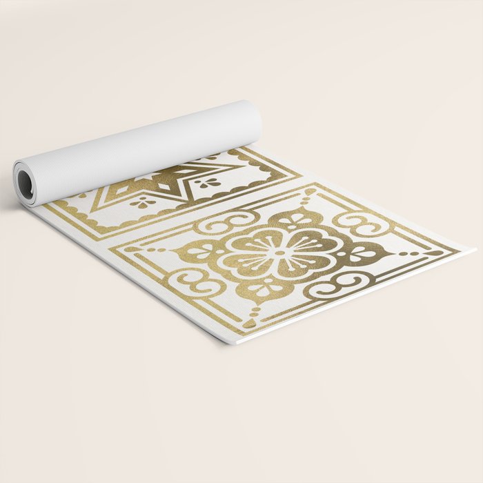 Talavera Mexican Tile - Gold Palette Yoga Mat Gallery Image 2