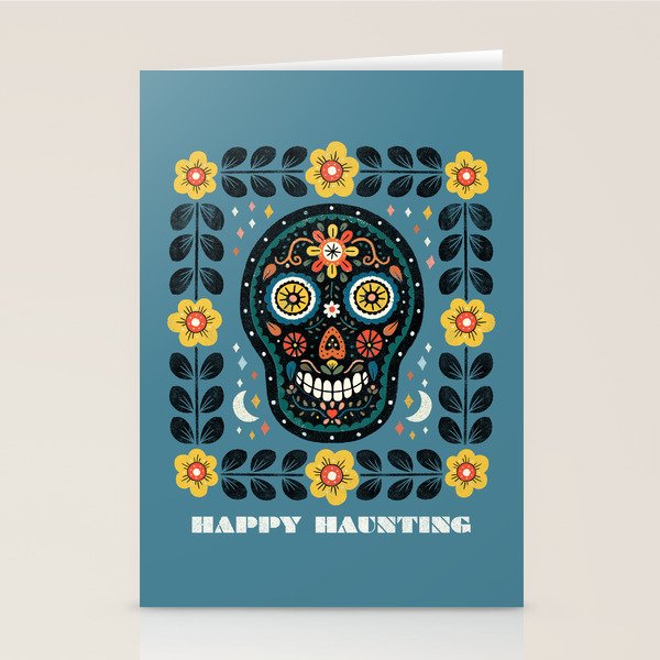 Happy Haunting | Day of Dead Skull Stationery Card Gallery Image 2