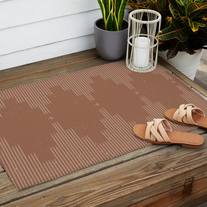 Southwestern Minimalist - Camel Brown Outdoor Rug Gallery Image 2