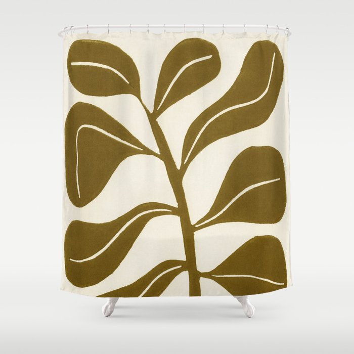 Linocut Houseplant #2 Shower Curtain Gallery Image 1