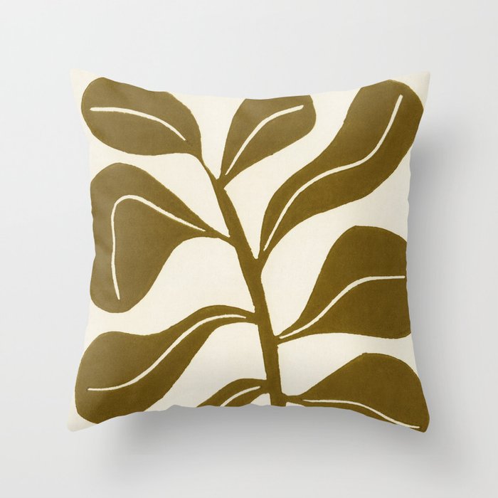 Linocut Houseplant #2 Throw Pillow Gallery Image 6