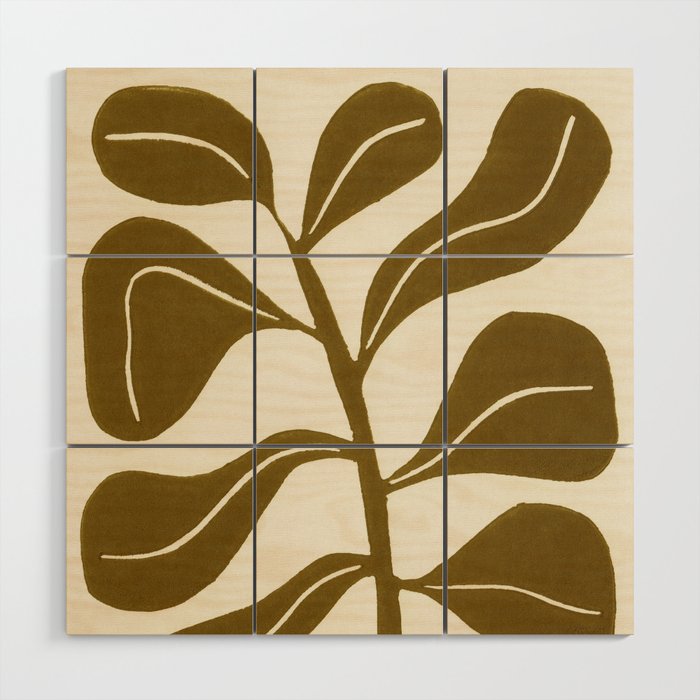 Linocut Houseplant #2 Wood Wall Art Gallery Image 1