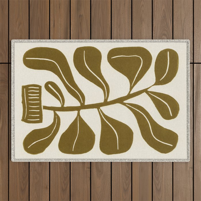 Linocut Houseplant #2 Outdoor Rug Gallery Image 1