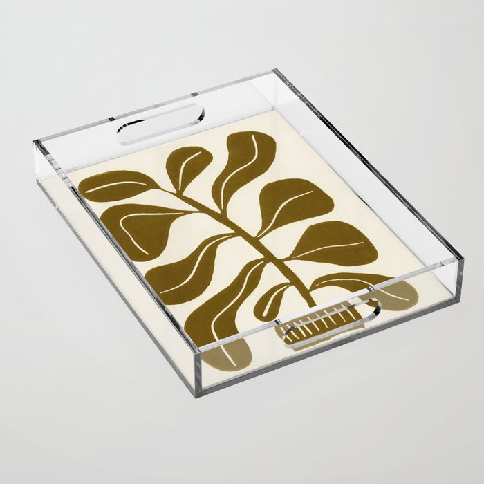 Linocut Houseplant #2 Acrylic Tray Gallery Image 1