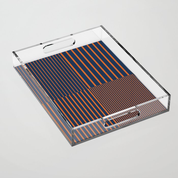Stripes Pattern and Lines 8 in Navy Blue Orange Acrylic Tray Gallery Image 1