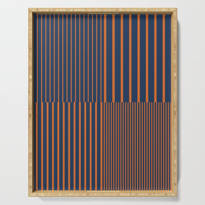 Stripes Pattern and Lines 8 in Navy Blue Orange Serving Tray Gallery Image 1