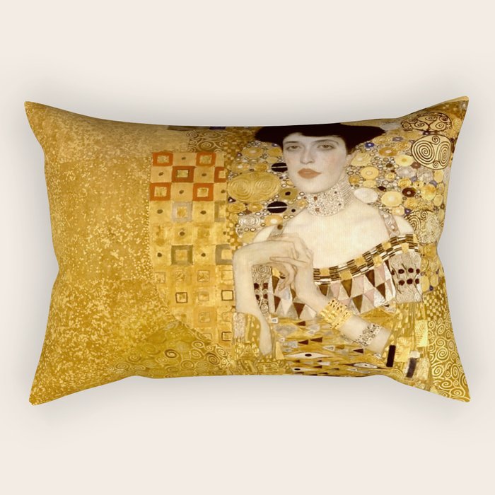 Woman in Gold Portrait by Gustav Klimt Rectangular Pillow Gallery Image 1