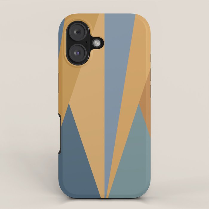 Geometric Triangles IX Blue and Orange iPhone Case Gallery Image 1