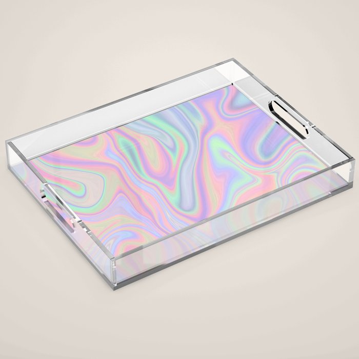 Liquid Colorful Abstract Rainbow Paint Acrylic Tray Gallery Image 1