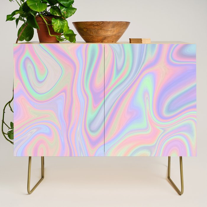 Liquid Colorful Abstract Rainbow Paint Credenza Gallery Image 1