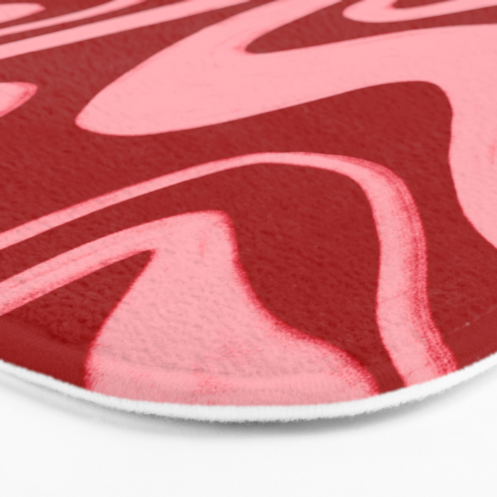 Retro 70s Pink Liquid Swirl on Dahlia Red Bath Mat Gallery Image 3