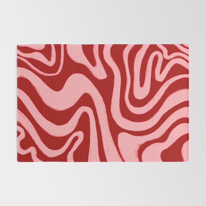 Retro 70s Pink Liquid Swirl on Dahlia Red Rug Gallery Image 2