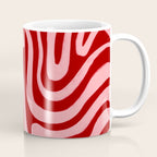 Retro 70s Pink Liquid Swirl on Dahlia Red Coffee Mug Gallery Image 1