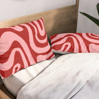 Retro 70s Pink Liquid Swirl on Dahlia Red Pillow Sham Gallery Image 2