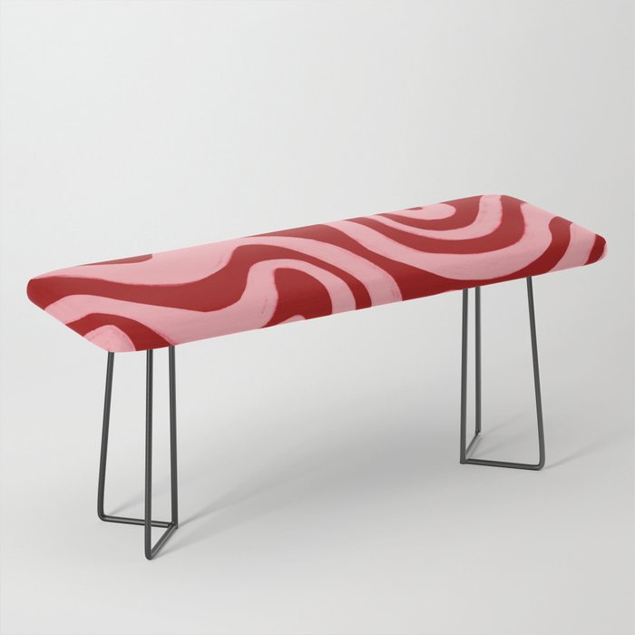 Retro 70s Pink Liquid Swirl on Dahlia Red Bench Gallery Image 1