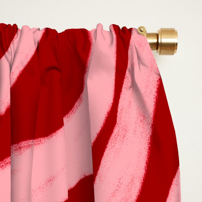 Retro 70s Pink Liquid Swirl on Dahlia Red Window Curtain Gallery Image 2