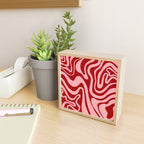 Retro 70s Pink Liquid Swirl on Dahlia Red Mini Art Print Gallery Image 2