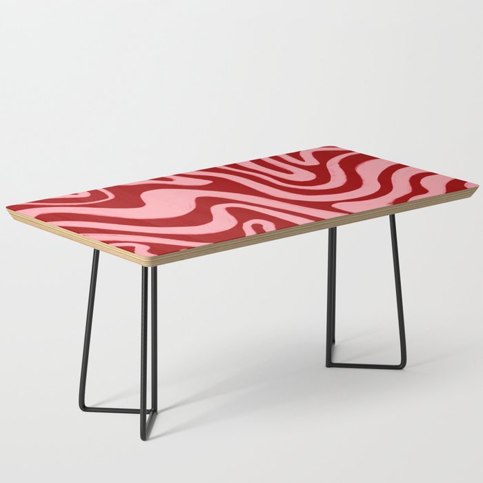 Retro 70s Pink Liquid Swirl on Dahlia Red Coffee Table Gallery Image 1