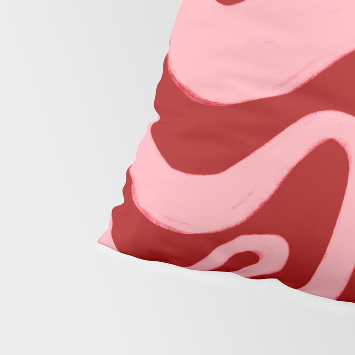 Retro 70s Pink Liquid Swirl on Dahlia Red Pillow Sham Gallery Image 4