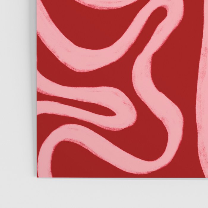 Retro 70s Pink Liquid Swirl on Dahlia Red Poster Gallery Image 3