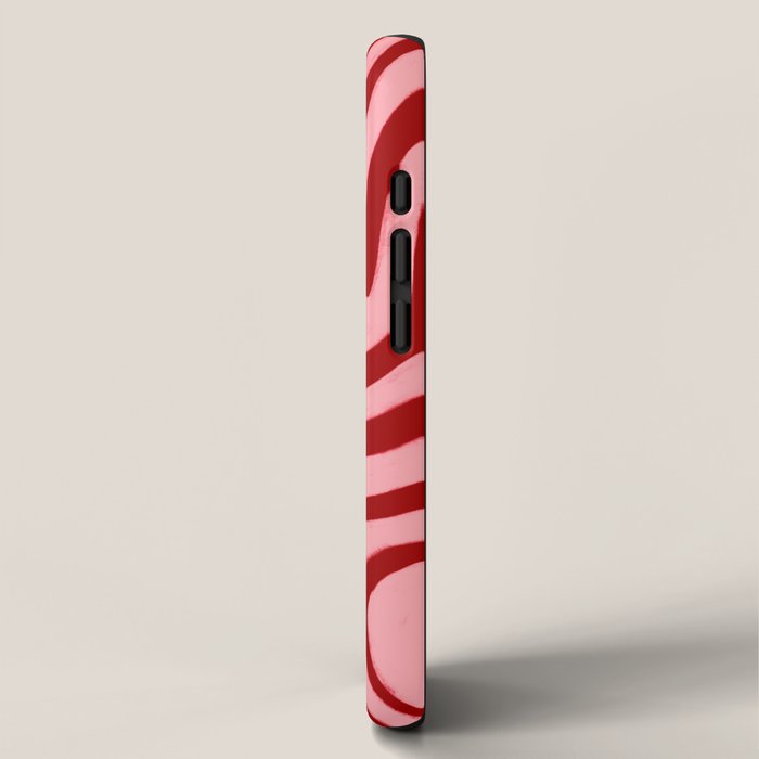 Retro 70s Pink Liquid Swirl on Dahlia Red iPhone Case Gallery Image 2