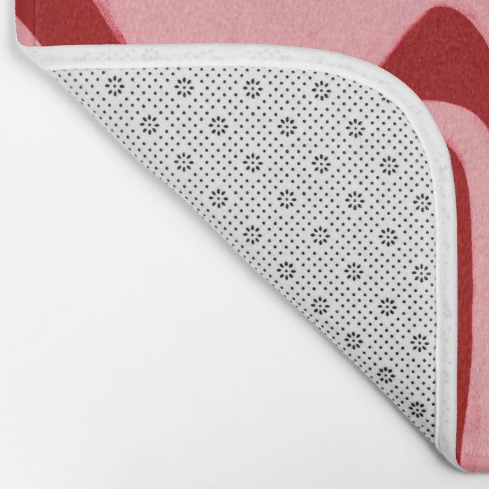 Retro 70s Pink Liquid Swirl on Dahlia Red Bath Mat Gallery Image 2