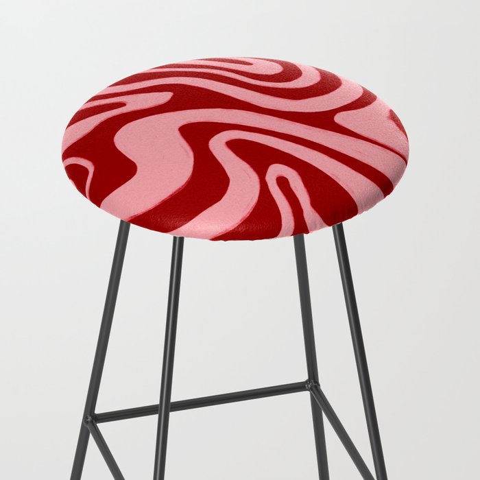 Retro 70s Pink Liquid Swirl on Dahlia Red Stool Gallery Image 2