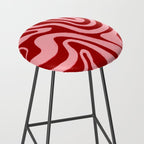 Retro 70s Pink Liquid Swirl on Dahlia Red Stool Gallery Image 2