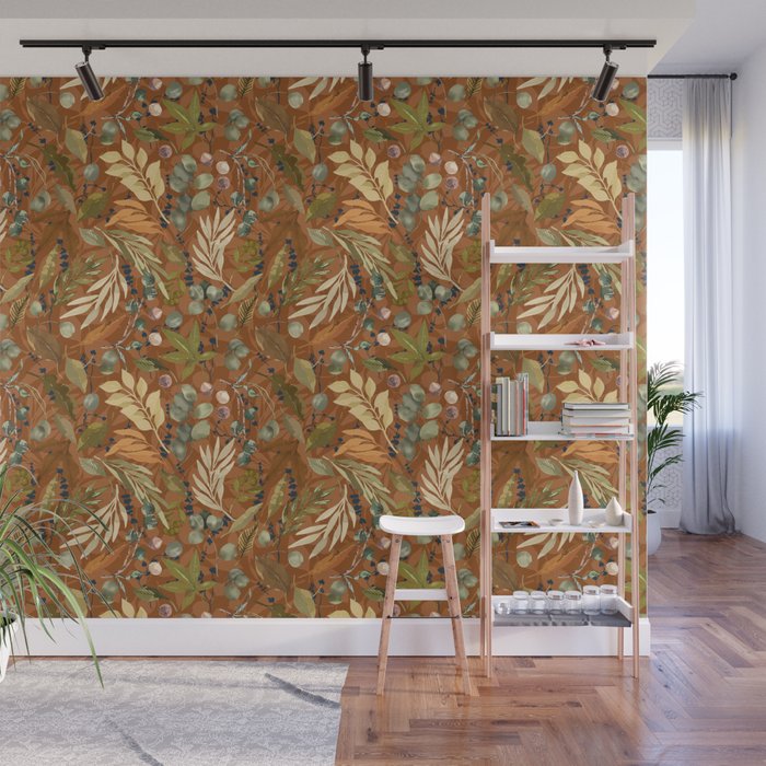 Autumn leafy wild forest B Wall Mural Gallery Image 1