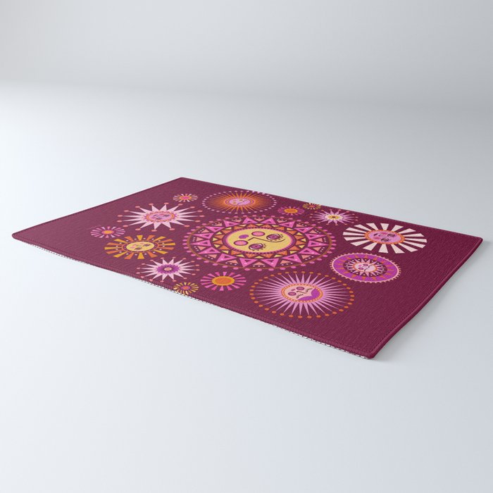 Retro Sun Faces - Pink and Magenta Rug Gallery Image 3