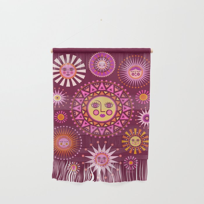 Retro Sun Faces - Pink and Magenta Wall Hanging Gallery Image 1