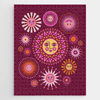 Retro Sun Faces - Pink and Magenta Jigsaw Puzzle Gallery Image 1