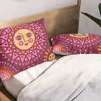 Retro Sun Faces - Pink and Magenta Pillow Sham Gallery Image 2