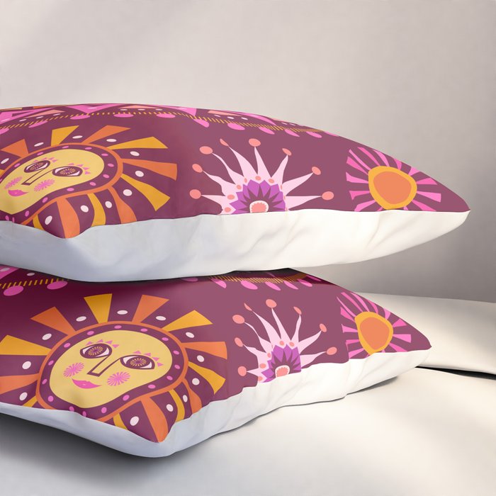 Retro Sun Faces - Pink and Magenta Pillow Sham Gallery Image 3