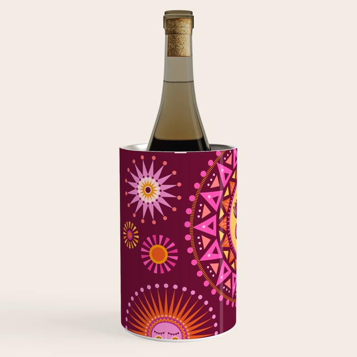 Retro Sun Faces - Pink and Magenta Wine Chiller Gallery Image 2