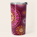 Retro Sun Faces - Pink and Magenta Travel Mug Gallery Image 2