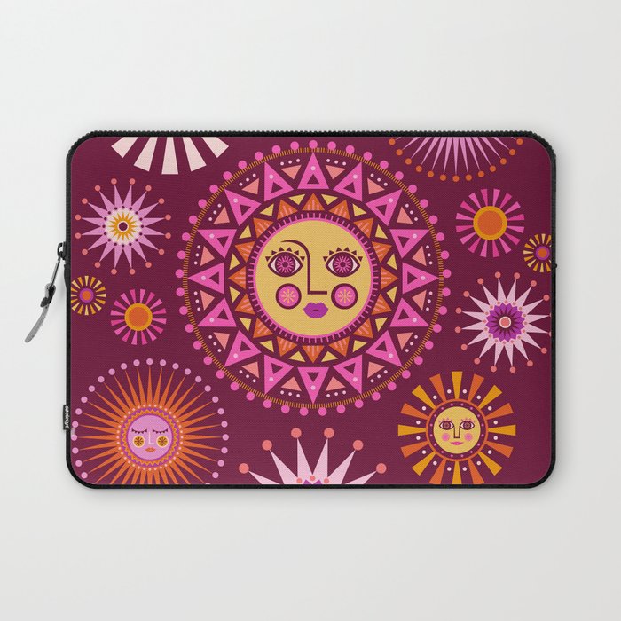 Retro Sun Faces - Pink and Magenta Laptop Sleeve Gallery Image 1