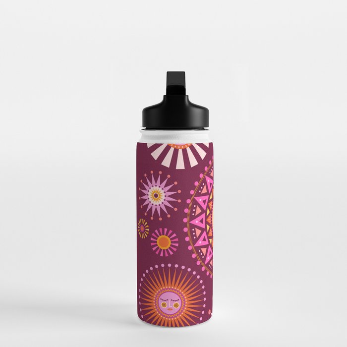 Retro Sun Faces - Pink and Magenta Water Bottle Gallery Image 3