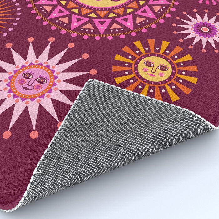Retro Sun Faces - Pink and Magenta Rug Gallery Image 4