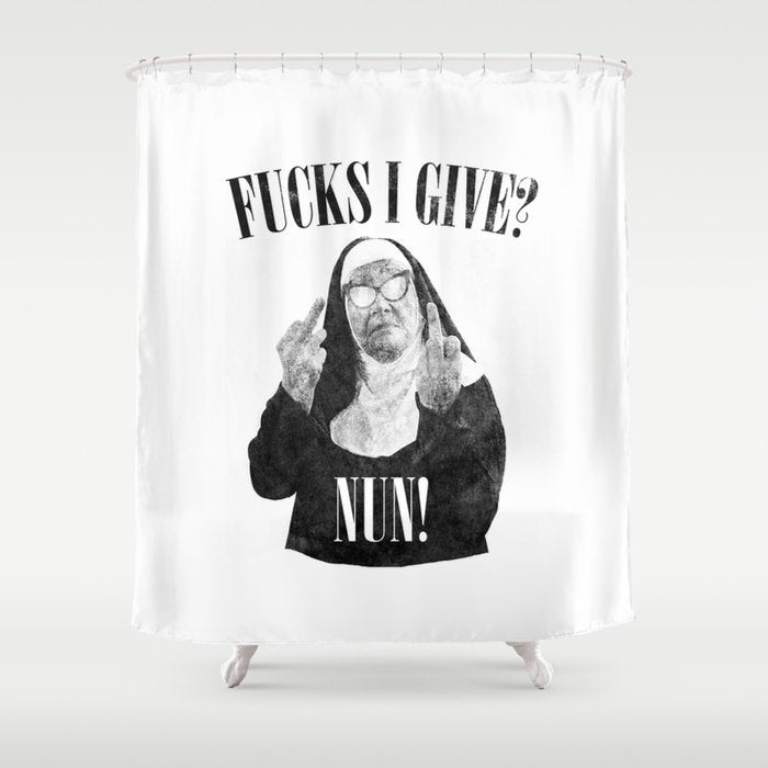 Funny Fucks I Give, Nun Saying Shower Curtain Gallery Image 1