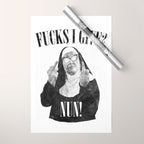 Funny Fucks I Give, Nun Saying Wrapping Paper Gallery Image 1