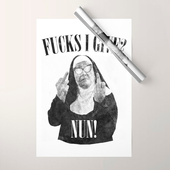 Funny Fucks I Give, Nun Saying Wrapping Paper Gallery Image 1